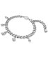 Rhodium-Plated Mixed Crystal Charm Link Bracelet
