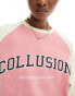 COLLUSION long sleeve varsity spliced sweat in multi