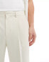 Фото #5 товара ASOS DESIGN smart tapered fit trousers in ecru microtexture