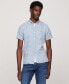 Фото #1 товара Men's Slim Fit Short Sleeve Geometric Print Button-Front Shirt