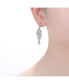 ფოტო #2 პროდუქტის White Gold Plated with Emerald Eyes & Cubic Zirconia Panther Dangle Earrings in Sterling SIlver