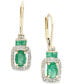 ფოტო #1 პროდუქტის Sapphire (1-1/5 ct. t.w.) and Diamond (1/5 ct. t.w.) Rectangle Drop Earrings in 14k White Gold (Also Available in Ruby and Emerald)