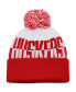 Фото #1 товара Men's Scarlet and White Nebraska Huskers Colorblock Cuffed Knit Hat with Pom