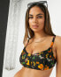 ASOS DESIGN fuller bust picot trim crop panelled bikini top in enchanted floral print dd-g