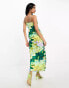 Фото #4 товара Never Fully Dressed satin midaxi dress in green marble print