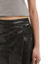 Фото #7 товара Weekday Pam co-ord faux leather cross front mini skirt in brown