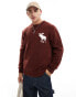 Фото #2 товара Abercrombie & Fitch instarsia icon logo fuzzy knit jumper in burgundy marl