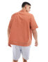 ASOS DESIGN relaxed revere textured shirt in orange Красный, XL - Chest 44 - фото #3