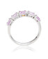 Pink Sapphire & Lab-Grown White Sapphire 5 Stone Emerald Cut Thin Half Band Ring in Sterling Silver by Suzy Levian