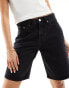 Weekday Monterey low waist wide leg denim shorts in tuned black