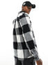 Jack & Jones oversized buffalo check overshirt in white & black