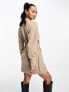 & Other Stories belted knitted dress in beige M - фото #7