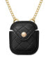 Фото #1 товара Women's Black Faux Leather Holder with Gold-Tone Alloy Chain