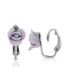 ფოტო #1 პროდუქტის Silver Tone Porcelain Rose Clip-on Earrings