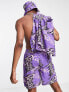 Фото #5 товара COLLUSION Unisex typo print shorts co ord in purple