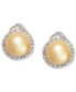ფოტო #1 პროდუქტის Pearl Earrings, 14k Gold Golden South Sea Pearl (11mm) and Diamond (3/4 ct. t.w.) Stud Earrings