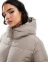 Фото #3 товара Stradivarius padded jacket with hood in taupe