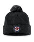 ფოტო #3 პროდუქტის Men's Black Winnipeg Jets Core Primary Logo Cuffed Knit Hat with Pom