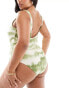 Pieces Curve scoop back swimsuit in green tie dye