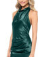 Juniors' Satin Open-Back Halter Dress