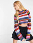 Фото #2 товара ASOS DESIGN crop jumper with mix stitch in multi stripe