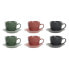 Фото #2 товара Набор из 6 чашек с блюдом DKD Home Decor Зелено-розовый Темно-серый фарфор 150 мл 16 x 17 x 35 см