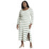 Фото #1 товара Plus Size Striped Sweater Dress With Tie Back
