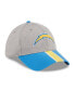 Men's Heather Gray, Powder Blue Los Angeles Chargers Striped 39THIRTY Flex Hat