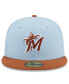 Men's Light Blue/Brown Miami Marlins Spring Color Basic Two-Tone 59FIFTY Fitted Hat Light Blue, Brown, 7 3/8 - фото #3