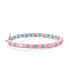 ფოტო #1 პროდუქტის Tiny Bangle Bracelet For Women Pink Enamel CZ Cubic Zirconia Pave Hearts Rhodium Plated Brass For Small Wrists 6 Inches