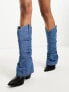 Фото #1 товара Daisy Street ruched western knee boots in black and denim