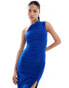 Фото #3 товара Vesper one shoulder thigh split detail maxi dress in cobalt