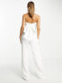 Band Of Stars Premium bandeau bow back tailored jumpsuit in white
