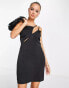 Фото #4 товара Lola May satin asymmetric cut out mini dress in black