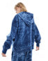 Фото #3 товара COLLUSION Unisex washed skater hoodie in blue co-ord