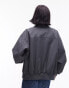 Фото #3 товара Topshop oversized washed cotton bomber jacket in charcoal