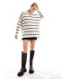 New Look long sleeve knitted top in cream and black stripe