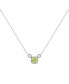 Фото #1 товара LuvMyJewelry cushion Cut Peridot Gemstone, Natural Diamond 14K White Gold Birthstone Necklace