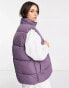 Monki padded gilet in black and purple colourblock