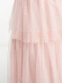 Vila Bridesmaid tulle dobby maxi dress with tiered skirt in pink