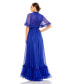 ფოტო #2 პროდუქტის Women's Ruffled High Neck Flutter Sleeve High Low Hem Gown