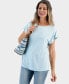 ფოტო #1 პროდუქტის Women's Boat-neck Short-Sleeve Mixed Media Tee, Created for Macy's