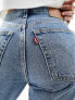 Levi's 501 crop straight fit jeans in blue with side stripe