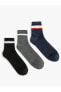 3'lü Soket Çorap Seti Çok Renkli Şerit Desenli