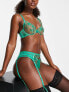 Фото #3 товара ASOS DESIGN Jade premium shimmer embroidered suspender belt in green