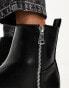 Pimkie faux leather zip detail flat boots in black Черный, 36 - фото #3