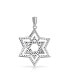 Фото #3 товара Black and White CZ Judaica Hanukkah Star of David Pendant Necklace Sterling Silver For Women