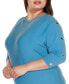 ფოტო #4 პროდუქტის Plus Size Rivet-Trim Dolman-Sleeve Sweater