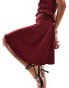 Фото #5 товара ASOS DESIGN shirred asymmetric skirt co-ord in wine