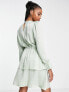 Фото #2 товара Flounce London Tall satin tiered mini dress in sage